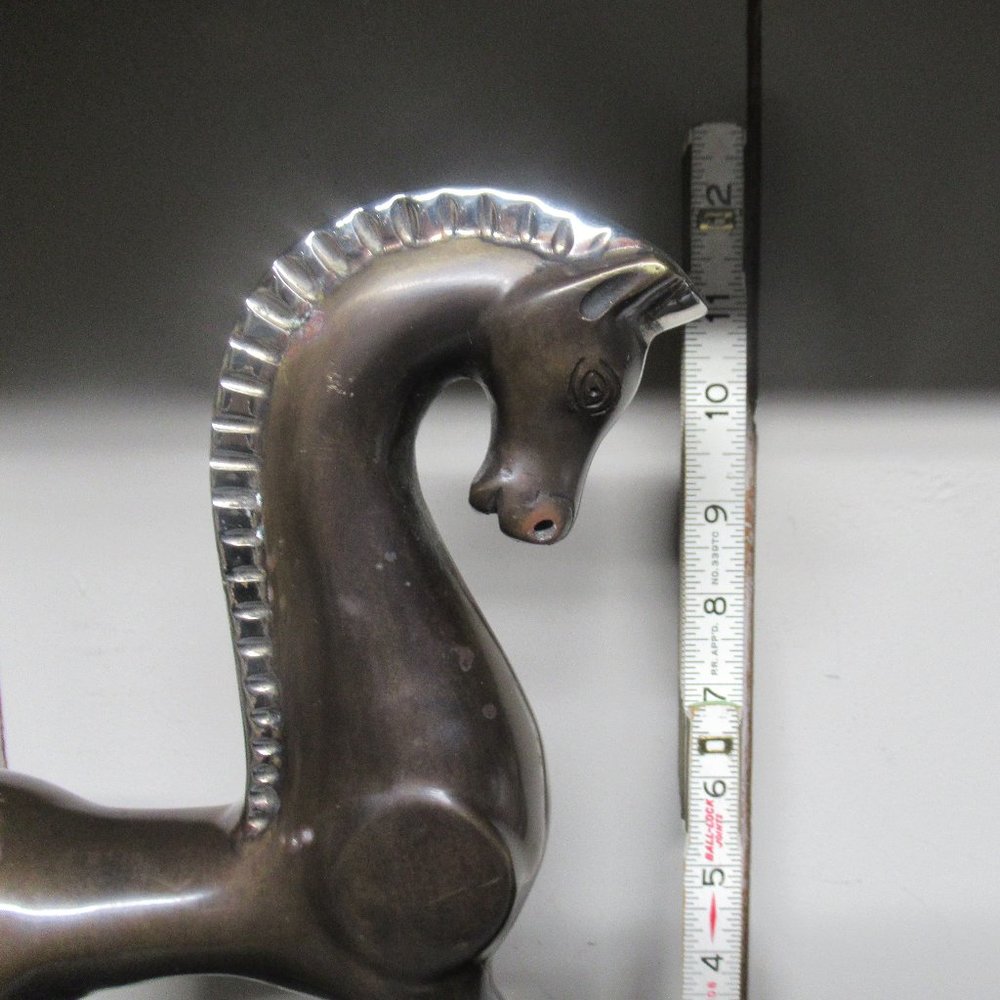 Estate Large Art Deco Bronze and Silver-Overlay Dolby Horse Figurine - Picture 3 of 14